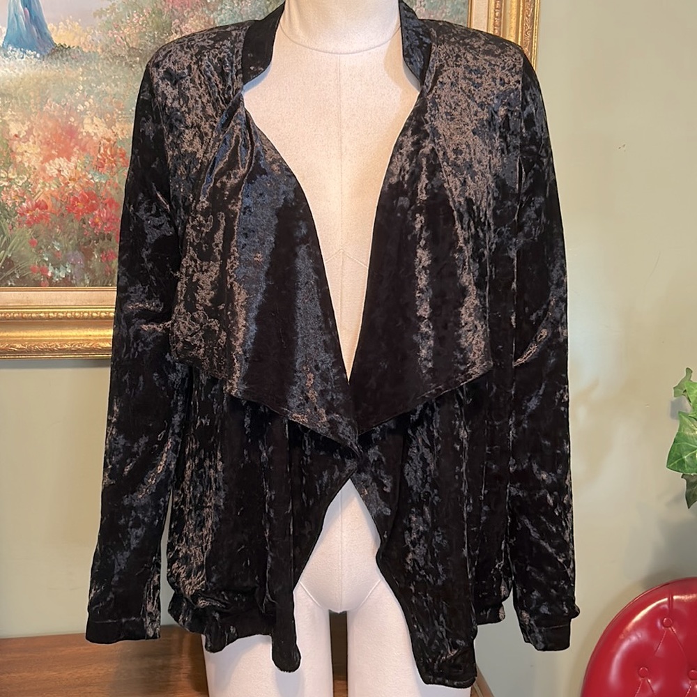 Bobeau Nordstrom’s Black Velvet Open Front Waterfall Jacket NEW NWT